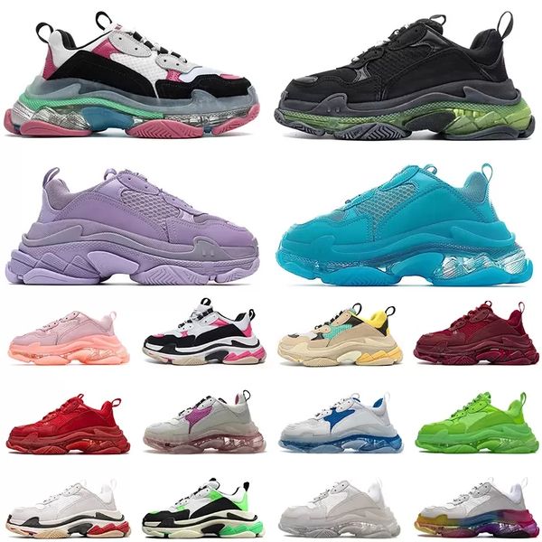 

men women triple s clear sole sneaker designer dad shoes 17fw casual running shoes air cushion bubble bottom sports runner sneakers black re