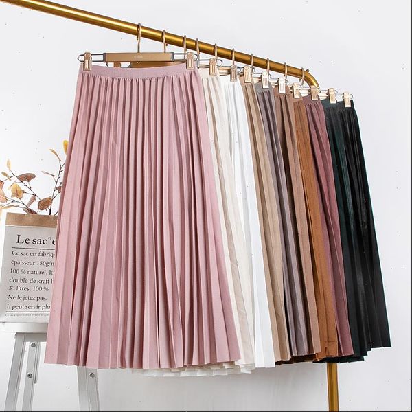

womens skirt jxmyy spring autumn fashion high waist pleated solid color half length elastic promotions lady black pink