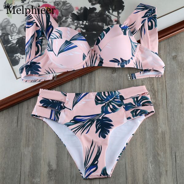

2021 green leaf underwire swimsuit bikinis women brazilian push up bikini bandage swimwear retro bathing suits swimming suitby