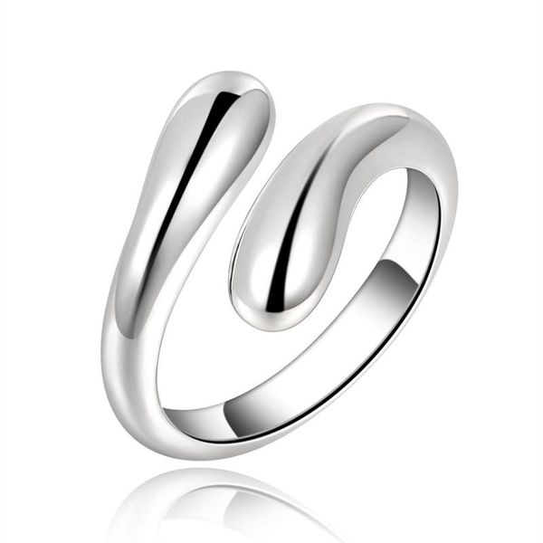 

wedding rings 925 sterling silver gold water drop opening ring for women fashion engagement party charm jewelry, Slivery;golden