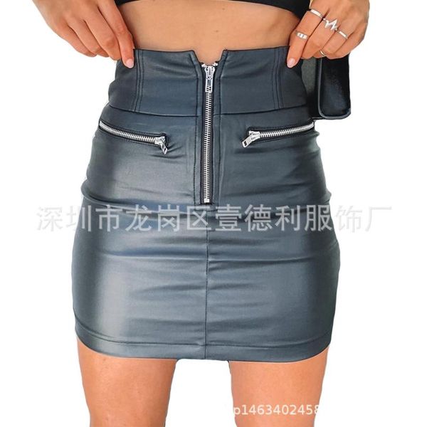 

skirts faux leather woman mini skirt european style harajuku winter, Black