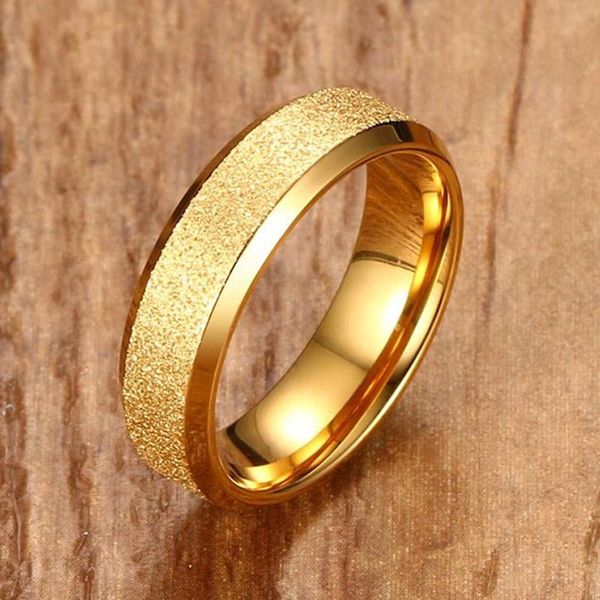 

wedding rings letapi 6mm fashion female gold color matte stainless steel couple for men engagement jewelry gifts, Slivery;golden