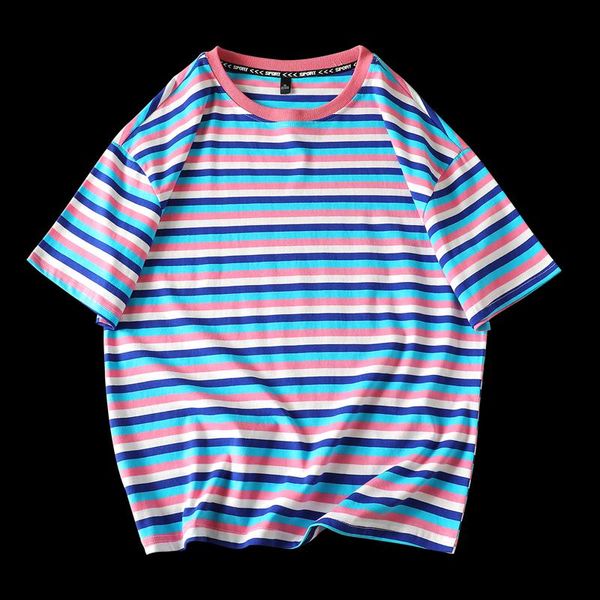 

men's casual shirts male's stripe short sleeve t-shirt men's, White;black