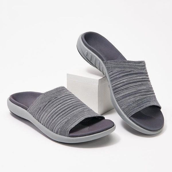 

slippers women's flip flops women 2021 summer slides woman knitted lightweight beach ladies flat shoes, Black