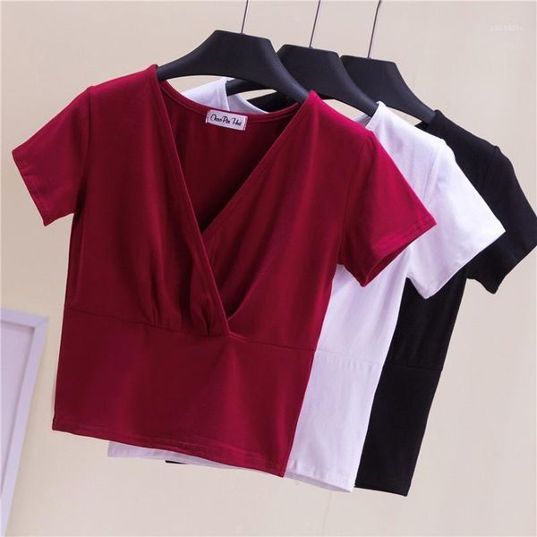 

women's tanks & camis cotton v-neck cropped tank women fashion summer 2021 crop female short tie casual white