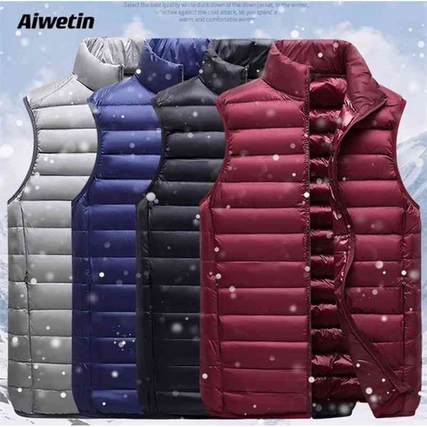 

aiwetin women light jacket sleeveless vest winter fashion female cotton-padded coats stand collar thicken waistcoats cloth 210909, Black;white