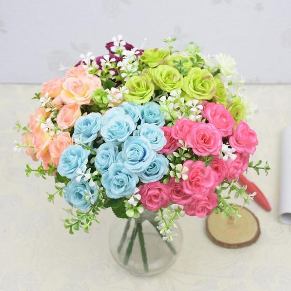 

decorative flowers & wreaths 15heads white rose artificial silk for wedding decoration winter fake big red home decor autumn