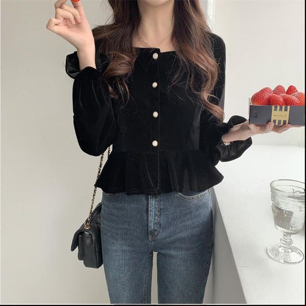 

women shirt spring vintage velvet female oversize long sleeve girls blouse plus size autumn blouses femme blusas, White