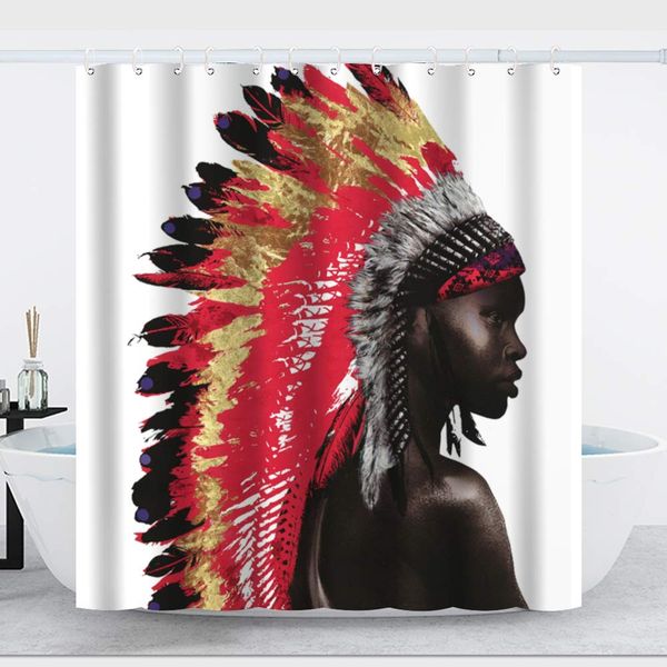 

african american woman shower curtain waterproof polyester fabric shower curtain set with 12 hooks bold black girl for home