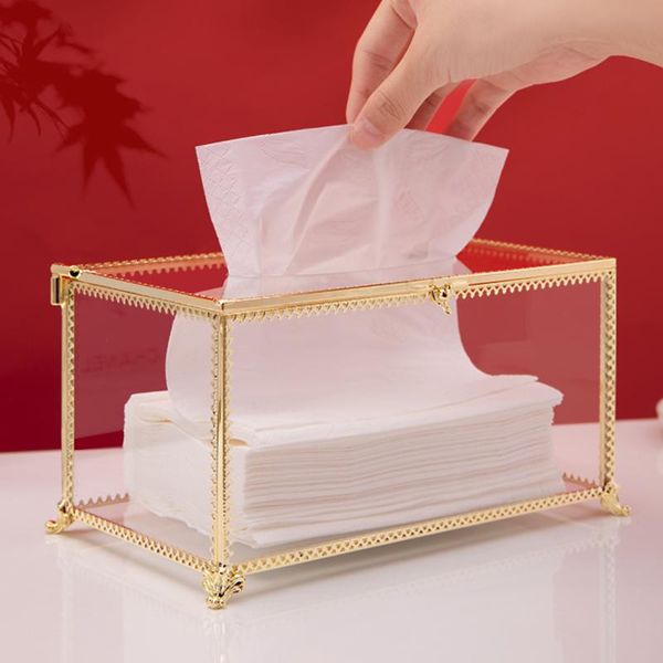 

tissue boxes & napkins luxury glass paper creative box gold home living room cover servilletero ovaglioli carta plexiglass