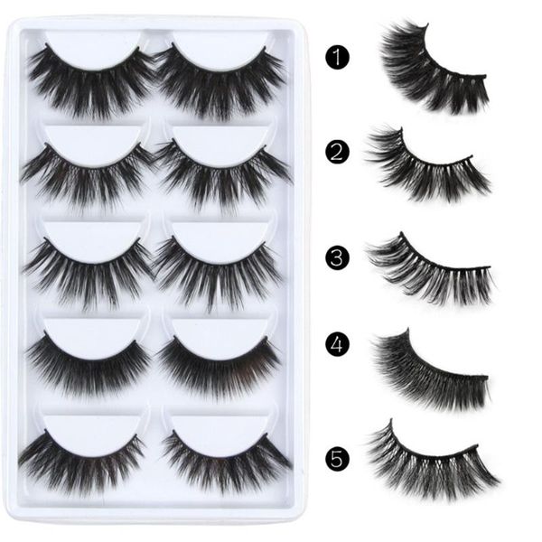 

false eyelashes 5 pairs 3d silk hand made natural long faux mink lashes vegan cruelty maquiagem makeup