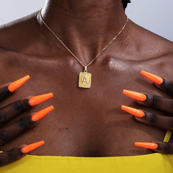 

pendant necklaces initial letter necklace for friend gold stainless steel neckalce women jewelry collier lettre chain, Silver