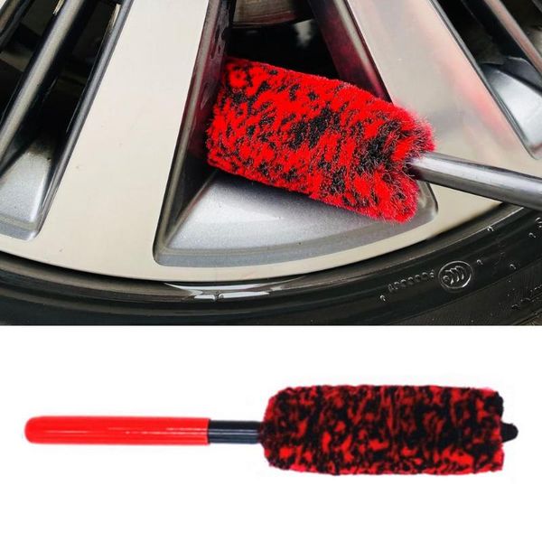 

car sponge auto wheel hub cleaning brush flexible long handle premium wool rim brushes soft fiber tire