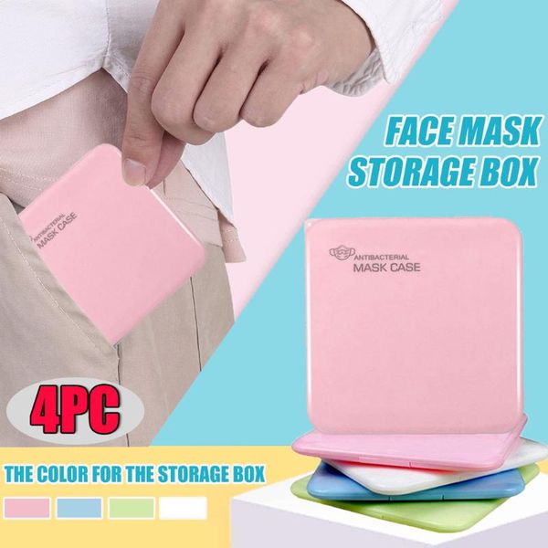 

4pcs mask storage box disinfection portable holder organizer face masks container dustproof case mascarillas #t2p bags