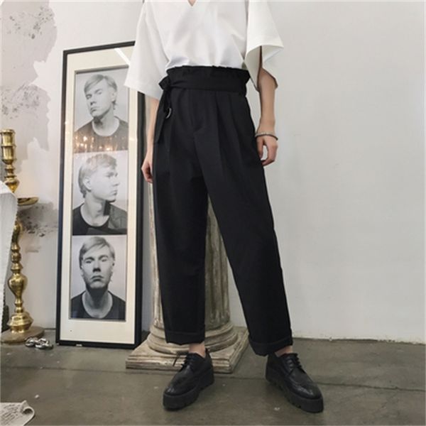 

pant male belt casual hip ultra straight leg high waist vvkj, Black