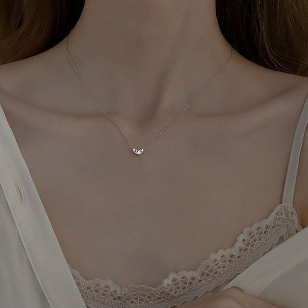 

chains sterling silver small love shape necklace simple and cold style clavicle for gift selection sweet cool