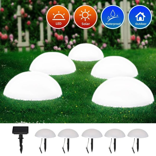 

5 led lawn lights hemisphere solar powered outdoor lighting garden decoration