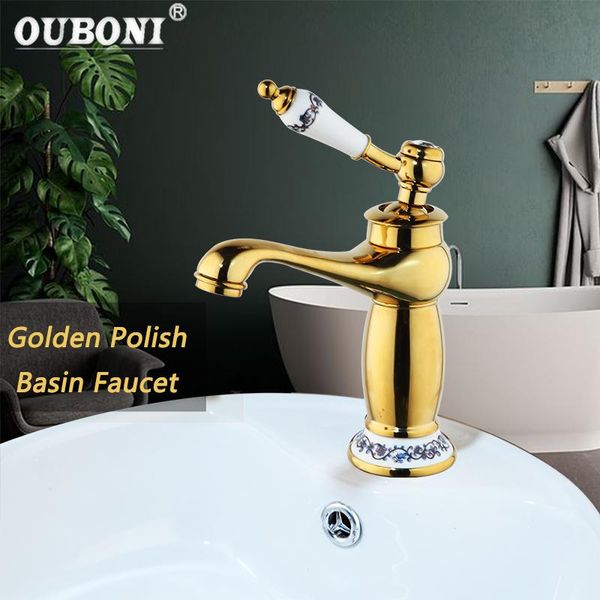 

bathroom sink faucets ouboni luxury gold polish faucet vanity vessel sinks mixer tap solid brass water taps ceramic handle