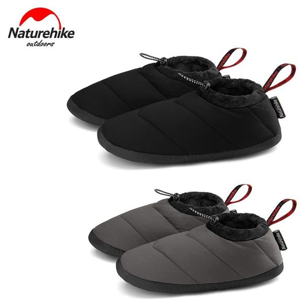 

naturehike down-filled basecamp boots men women booties soft footwear for winter camping sleeping waterproof snowshoe slippers sports socks, Black