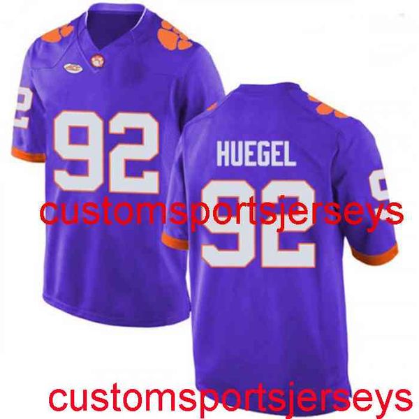 

stitched #92 greg huegel clemson tigers purple ncaa football jersey custom any name number xs-5xl 6xl, Black