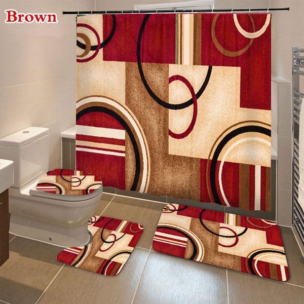 

shower curtains classic blue geometric pattern bathroom set home decoration accessories curtain