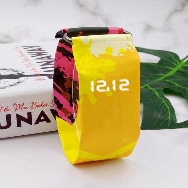 

wristwatches 2021 creative women led paper watch waterproof boy girl ladies strap digital watches relogio feminino saat, Slivery;brown