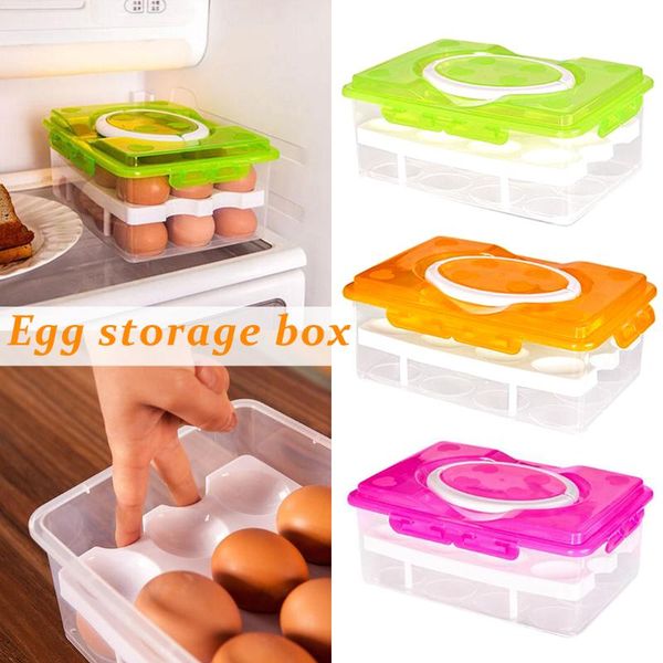

storage boxes & bins clear 24 grid 2 layer egg box basket organizer plastic container home kitchen transparent case