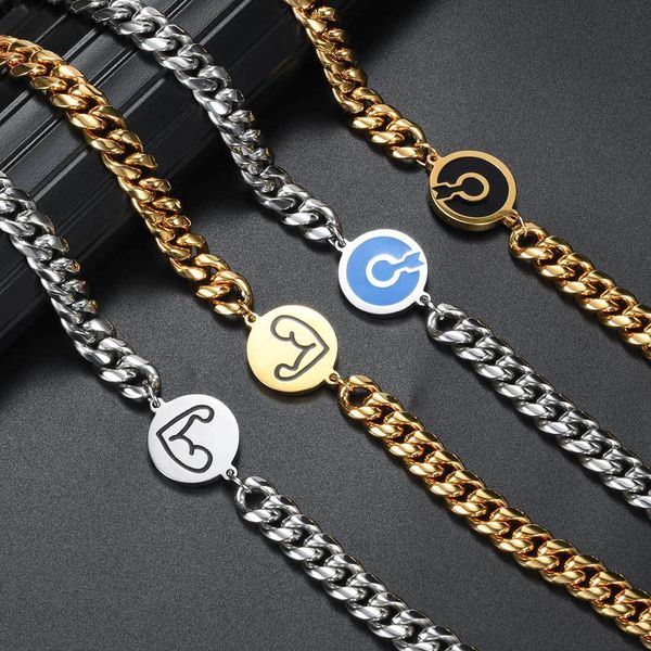 

factory wholesale hip hop can play tag necklace stainless steel round grinding encryption jewelry buckle cuban chain popular fashion xmas gi