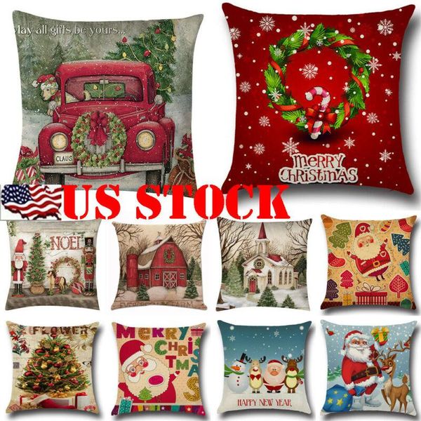 

pillow case christmas glitter cotton linen sofa throw cushion cover home decor