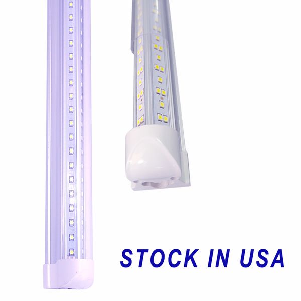 V-em forma de tubo LED Tube Loja 72W 8FT 2.4M Integrated Cooler Porta LED Tubos Fluorescentes Lâmpada Luz 270gle Dupla Fulgor Luzes 110-277V