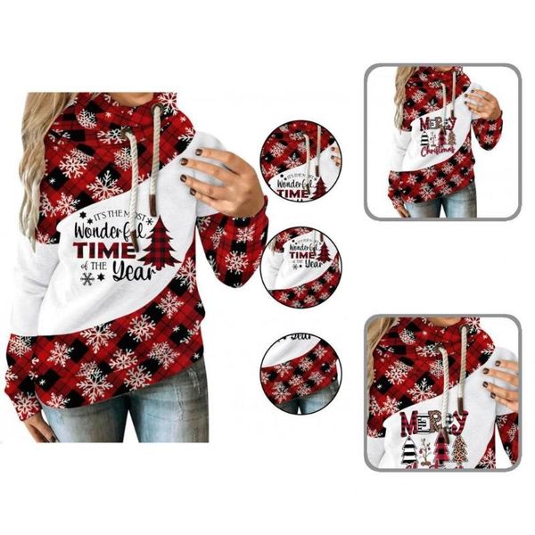 

women's hoodies & sweatshirts unique snowman snowflake print patchwork xmas hoodie lightweight pullover sweatshirt shrinkable hem for p, Black