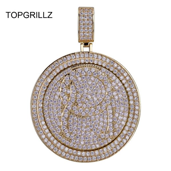 

rillz qc spinner letter pendant necklace iced out hip hop/punk gold silver color chains for men cz charms jewelry gift j190713