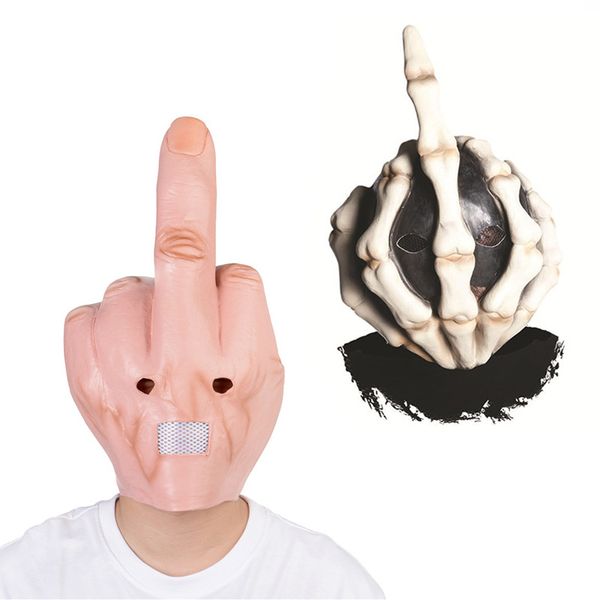 Máscara do dedo médio de Halloween Spoof Latex Headgear Máscara de palhaço Bar DJ adereços suprimentos de festa W-00917