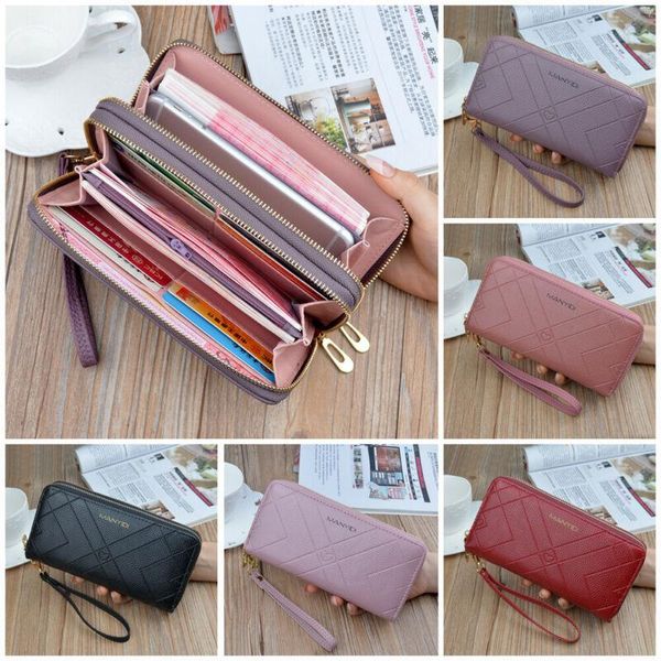 

wallets fashion women wallet clutch pu long card holder phone bag case coin purse handbag wristlet, Red;black