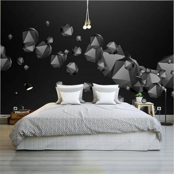 

wallpapers modern 3d wall paper for walls diamond texture non-woven atmosphere black stereoscopic bedroom decorative