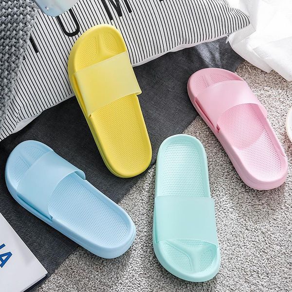 

slippers women summer slide sandals beach slides solid candy color flip flops thick soled men couple boys girl bathe shoes, Black