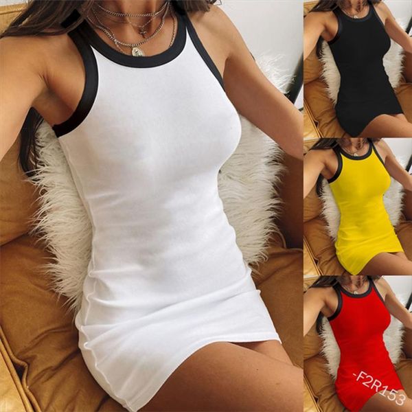 

strap knit sports tight mini womens dress party yellow vest o neck casual clothes club shortskirt women summer, Black;gray