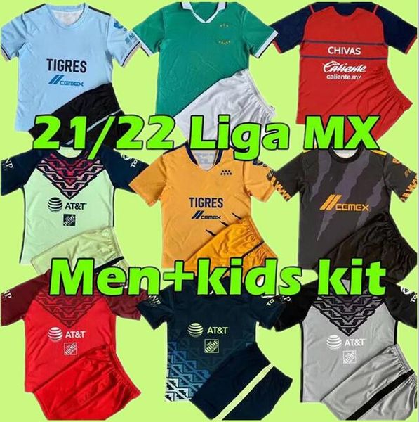 

liga mx club atlas amÃ©rica tigres 2021 2022 soccer jersey club leÃ³n chivas camisetas de fÃºtbol giovani caceres b.valdez leon men kits kit ho, Black;yellow
