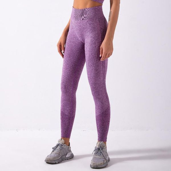 

yoga outfit women's seamless sweatpants hollow high waist leggings breathable and quick-drying fitness nine-point pants
