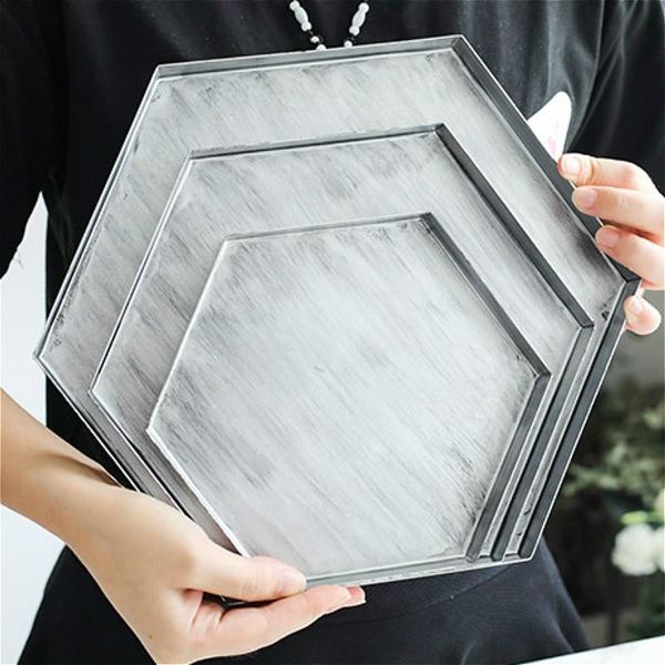 

kitchen storage & organization retro silver tray square round combination jewelry cosmetic organizer fruit metal plate home office deco