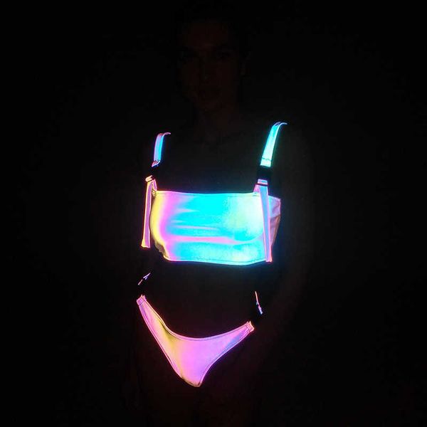 

reflective 2021 colorful bikini bag buckle swimsuit bikini split swimsuit