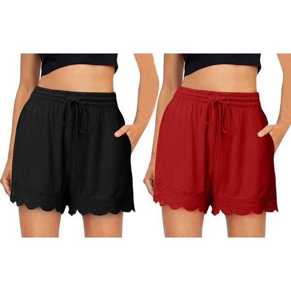 

women's shorts 2pcs women fashion short plus size elastic waist pants loose summer ladies clothes streetwear y2k zaraing, White;black