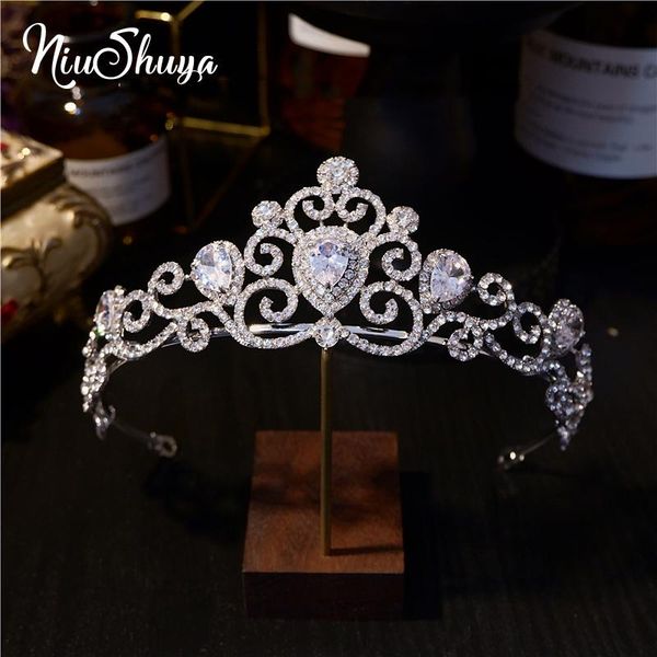 

hair clips & barrettes niushuya european tiaras crowns cz zirconia rhinestones princess pageant engagement wedding accessories bridal je, Golden;silver