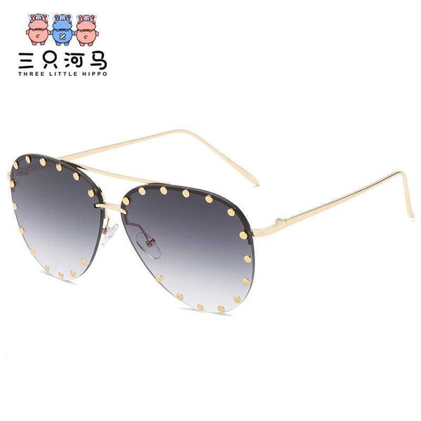 

new rice nail sunglasses men's and women's frameless toad sunglasses fashion punk, White;black