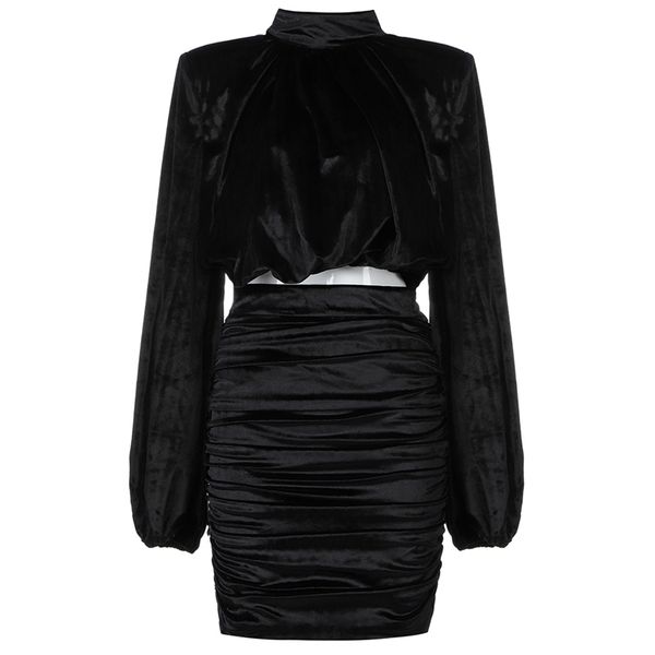 

party club women sets long sleeve o neck mini skirts 2 piece set elegant celebrity outfits 210515, White