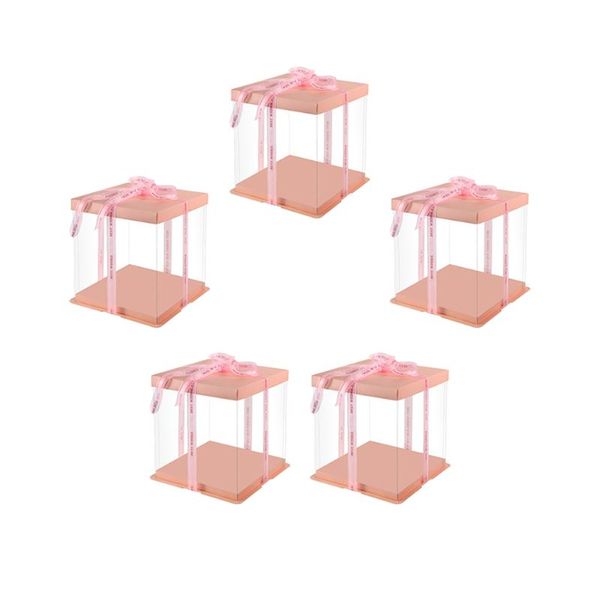 

gift wrap 5pcs square baking dessert box cake storage transparent holding case
