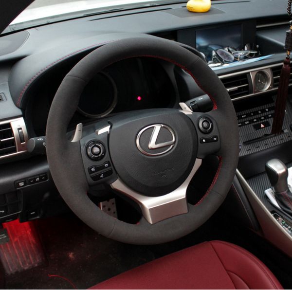 

diy custom hand-sewn leather suede car steering wheel cover for lexus es240 350 is250 rx lx570 car accessories