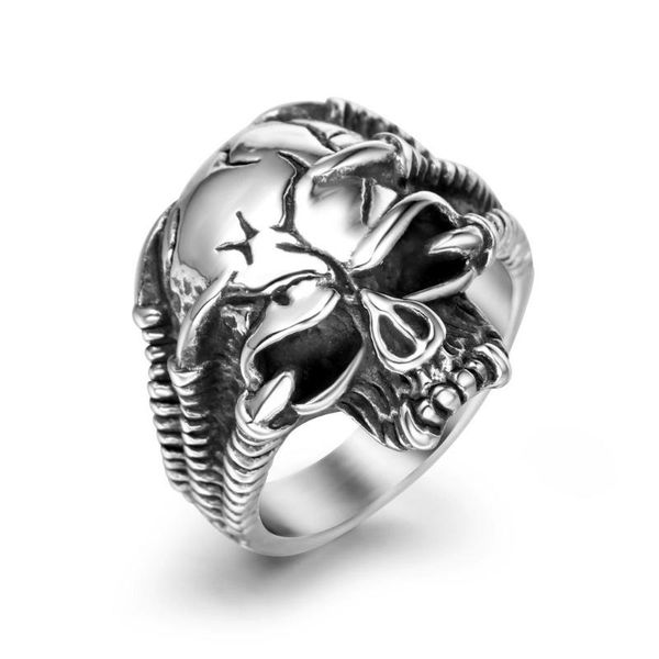 

cluster rings hemiston punk ghost face magic halloween couple skull ring personality dragon claw titanium steel trend jewelry, Golden;silver