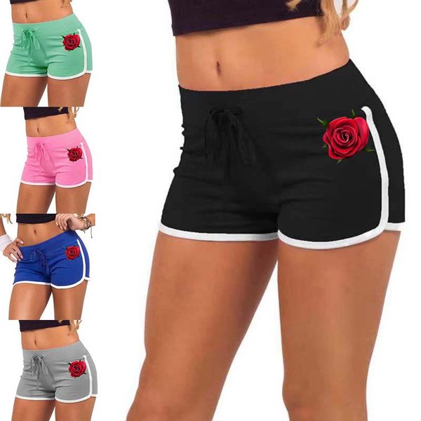 

women's shorts women casual patchwork fitness workout short pants summer waistband female elastic skinny ladies beach home, White;black