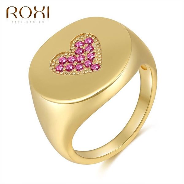 

wedding rings roxi copper zircon crystals hearts finger for women girls summer jewelry gift anillos engagement ring bague, Slivery;golden